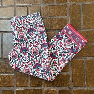 LOFT White Pink & Blue Floral Print Marisa Fit Cropped Riviera Pant